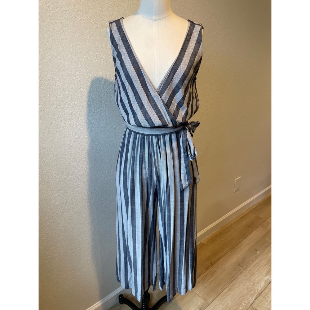 Gap Gray Striped Jumpsuit